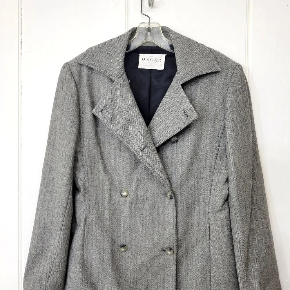 Vintage Oscar de la Renta Long Line Double Breasted Blazer Jacket - Picture 3 of 4